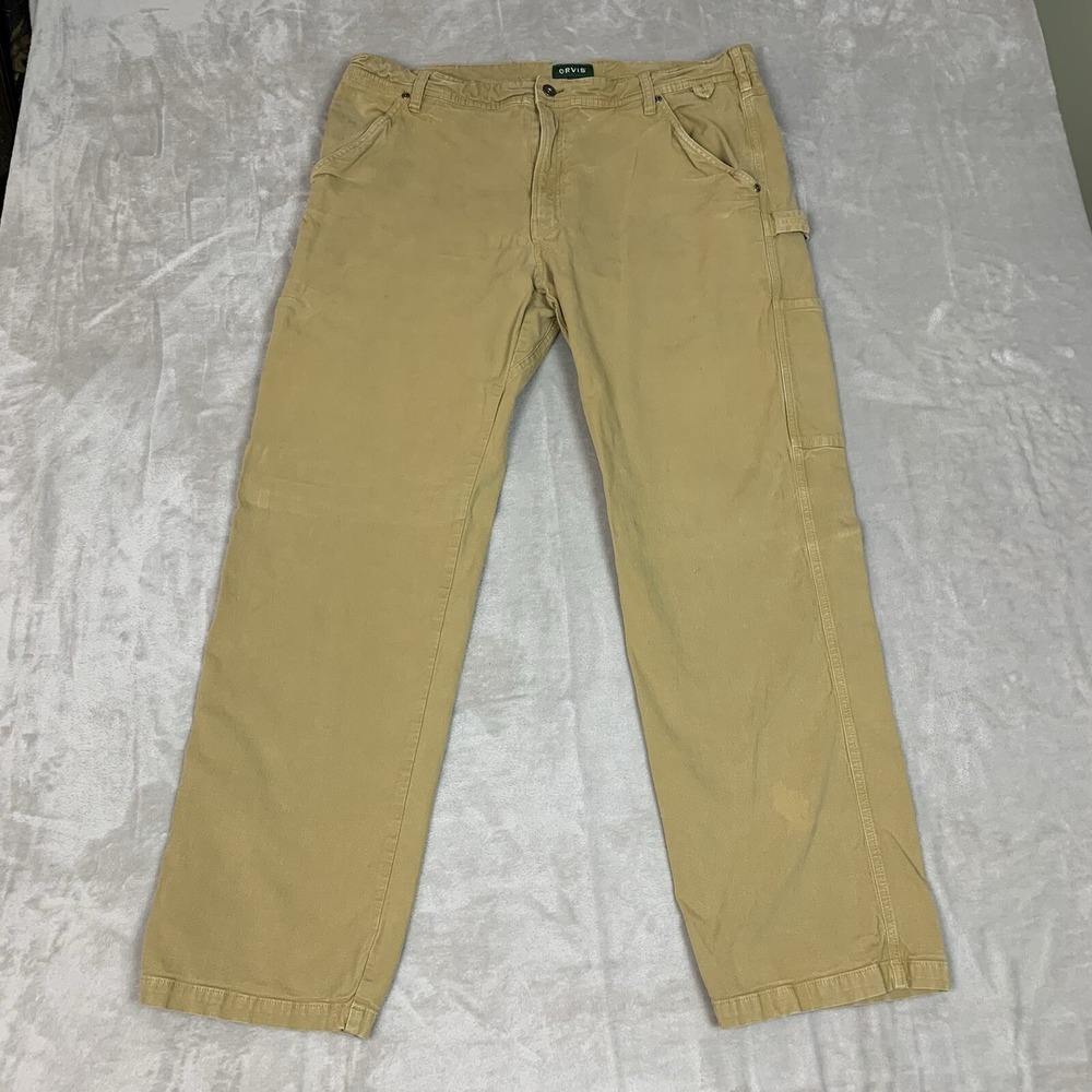Orvis Cargo Pants Mens 40x30* Beige Cotton Blend Outdoor Hiking Fly Fishing - Picture 2 of 8